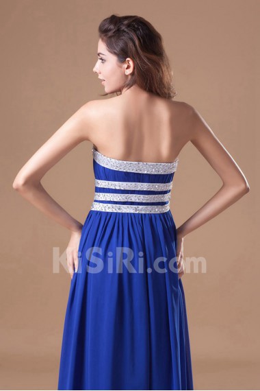 Chiffon Strapless Column Dress with Embroidery