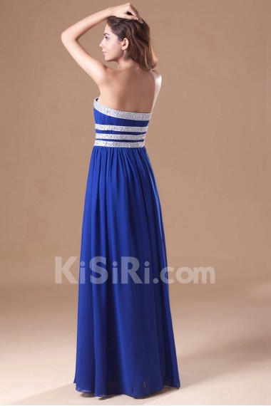 Chiffon Strapless Column Dress with Embroidery