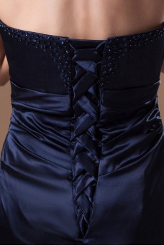 Satin Strapless Sheath Dress with Embroidery