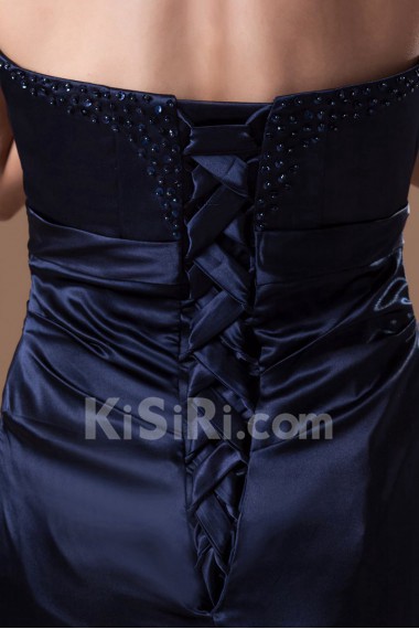 Satin Strapless Sheath Dress with Embroidery