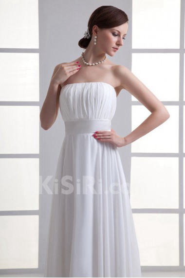 Chiffon Strapless Empire Gown with Sash