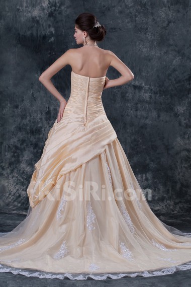 Gauze Strapless A-Line Dress with Embroidery