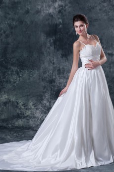 Satin Tulle Sweetheart A-Line Dress with Embroidery