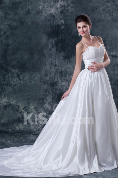 Satin Tulle Sweetheart A-Line Dress with Embroidery