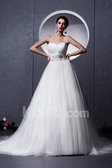 Tulle Sweetheart A-Line Dress with Ruffle Beaded