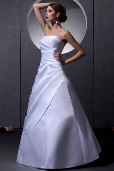 Taffeta Strapless Floor Length A-Line Dress with Ruffle