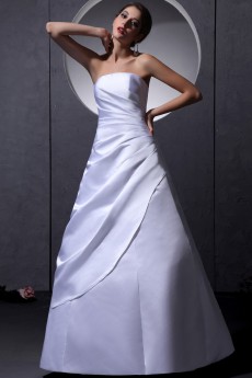 Taffeta Strapless Floor Length A-Line Dress with Ruffle