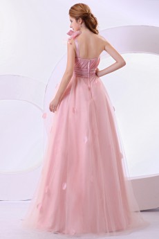 Satin One-Shoulder Floor Length A-Line Dress