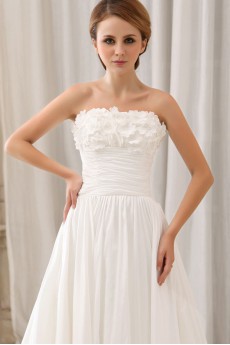 Chiffon Strapless A-Line Dress with Ruffle Embroidery