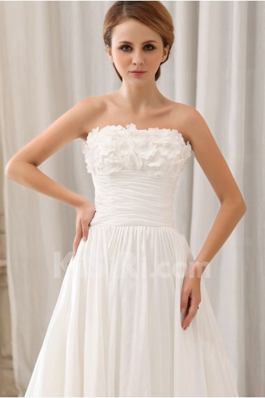 Chiffon Strapless A-Line Dress with Ruffle Embroidery