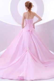 Taffeta Strapless A-Line Dress with Embroidery Ruffle