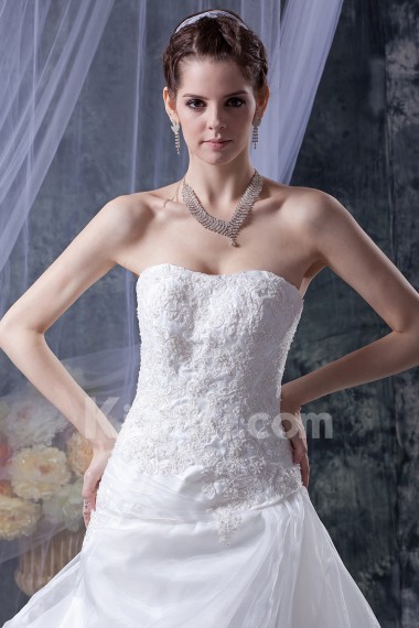 Organza and Satin Scoop Neckline A-Line Dress