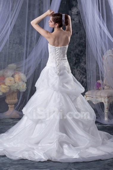 Organza and Satin Scoop Neckline A-Line Dress