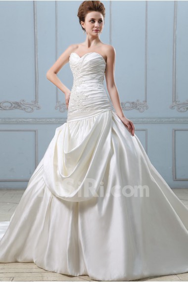 Satin Sweetheart Ball Gown with Embroidery