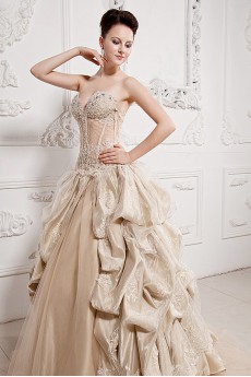 Organza and Satin Sweetheart Ball Gown with Beaded and Ruffle