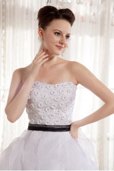 Organza Scoop Neckline Ball Gown with Beaded and Sash