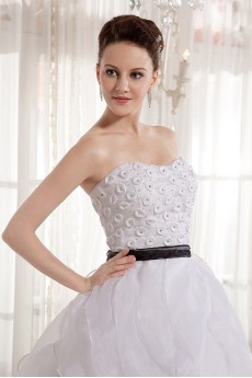 Organza Scoop Neckline Ball Gown with Beaded and Sash