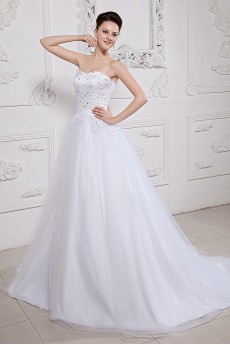 Satin and Tulle Sweetheart A-line Dress