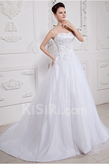 Satin and Tulle Sweetheart A-line Dress