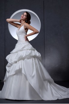 Taffeta V-Neckline Ball Gown