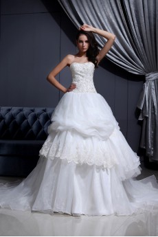 Mesh and Satin Scoop Neckline Ball Gown