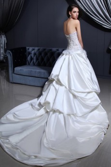 Satin and Lace Strapless Ball Gown