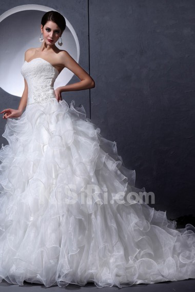 Organza and Lace Sweetheart A-line Dress 