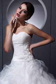 Organza and Lace Sweetheart A-line Dress 