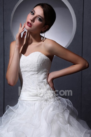 Organza and Lace Sweetheart A-line Dress 