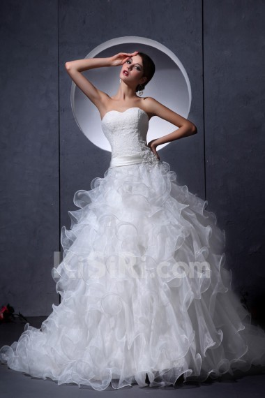 Organza and Lace Sweetheart A-line Dress 