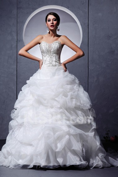 Organza Sweetheart Ball Gown with Beaded and Ruffle