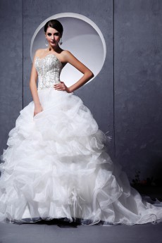 Organza Sweetheart Ball Gown with Beaded and Ruffle