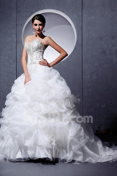 Organza Sweetheart Ball Gown with Beaded and Ruffle