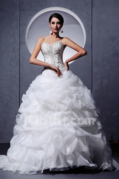 Organza Sweetheart Ball Gown with Beaded and Ruffle