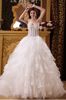 Organza and Satin Sweetheart Floor Length Ball Gown 