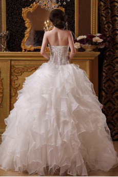 Organza and Satin Sweetheart Floor Length Ball Gown 