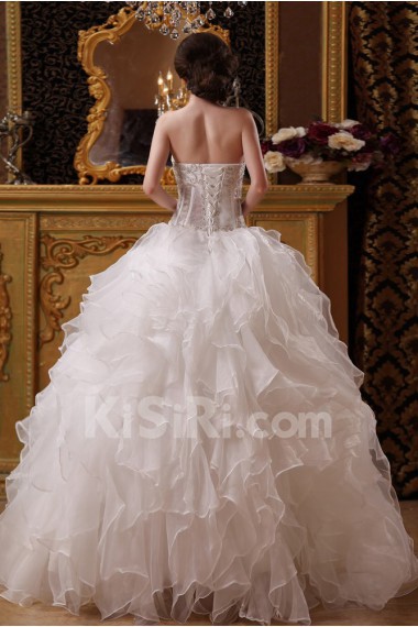 Organza and Satin Sweetheart Floor Length Ball Gown 