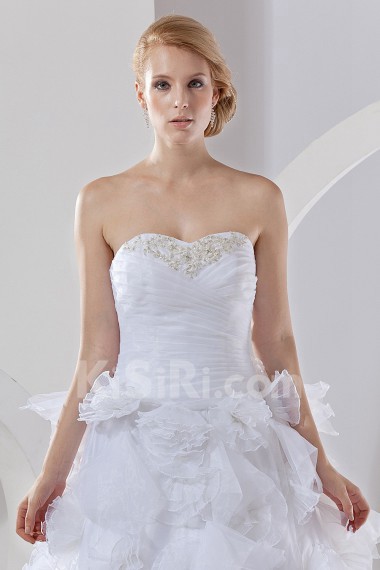 Satin and Organza Sweetheart Ball Gown