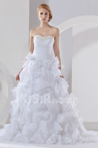 Satin and Organza Sweetheart Ball Gown