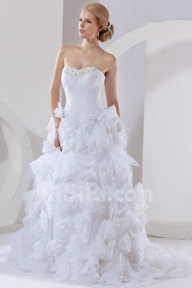 Satin and Organza Sweetheart Ball Gown