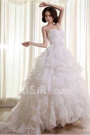 Organza Sweetheart Ball Gown with Beaded and Ruffle