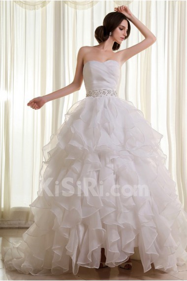 Organza Sweetheart Ball Gown with Beaded and Ruffle