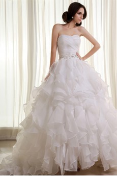 Organza Sweetheart Ball Gown with Beaded and Ruffle