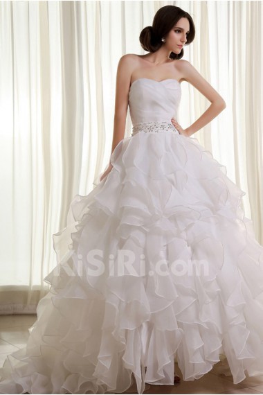 Organza Sweetheart Ball Gown with Beaded and Ruffle