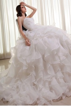 Organza Sweetheart Ball Gown with Beaded and Ruffle