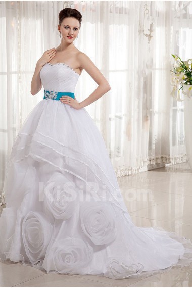 Organza Sweetheart Ball Gown with Beaded and Flowers