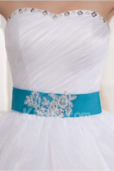 Organza Sweetheart Ball Gown with Beaded and Flowers