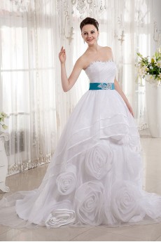 Organza Sweetheart Ball Gown with Beaded and Flowers