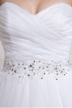 Organza Sweetheart Ball Gown with Embroidery and Ruffle