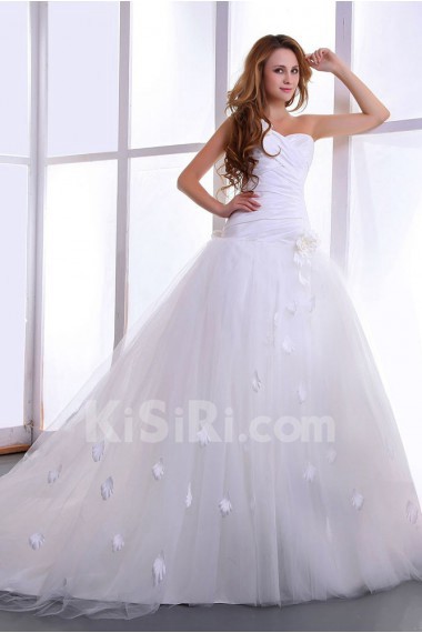 Satin and Yarn Sweetheart Ball Gown